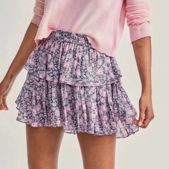 Loveshackfancy- Pink and Purple Light Blush by Berries Ruffle Mini Skirt - Picture 1 of 1